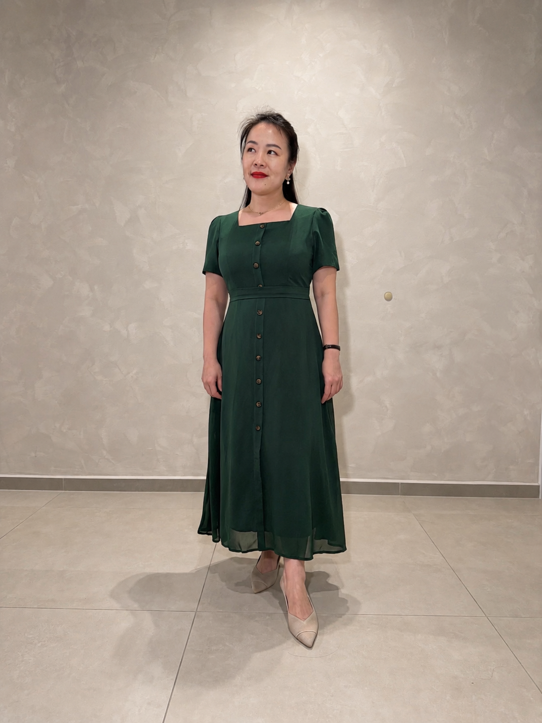 Nellie Chiffon Dress - Emerald Green