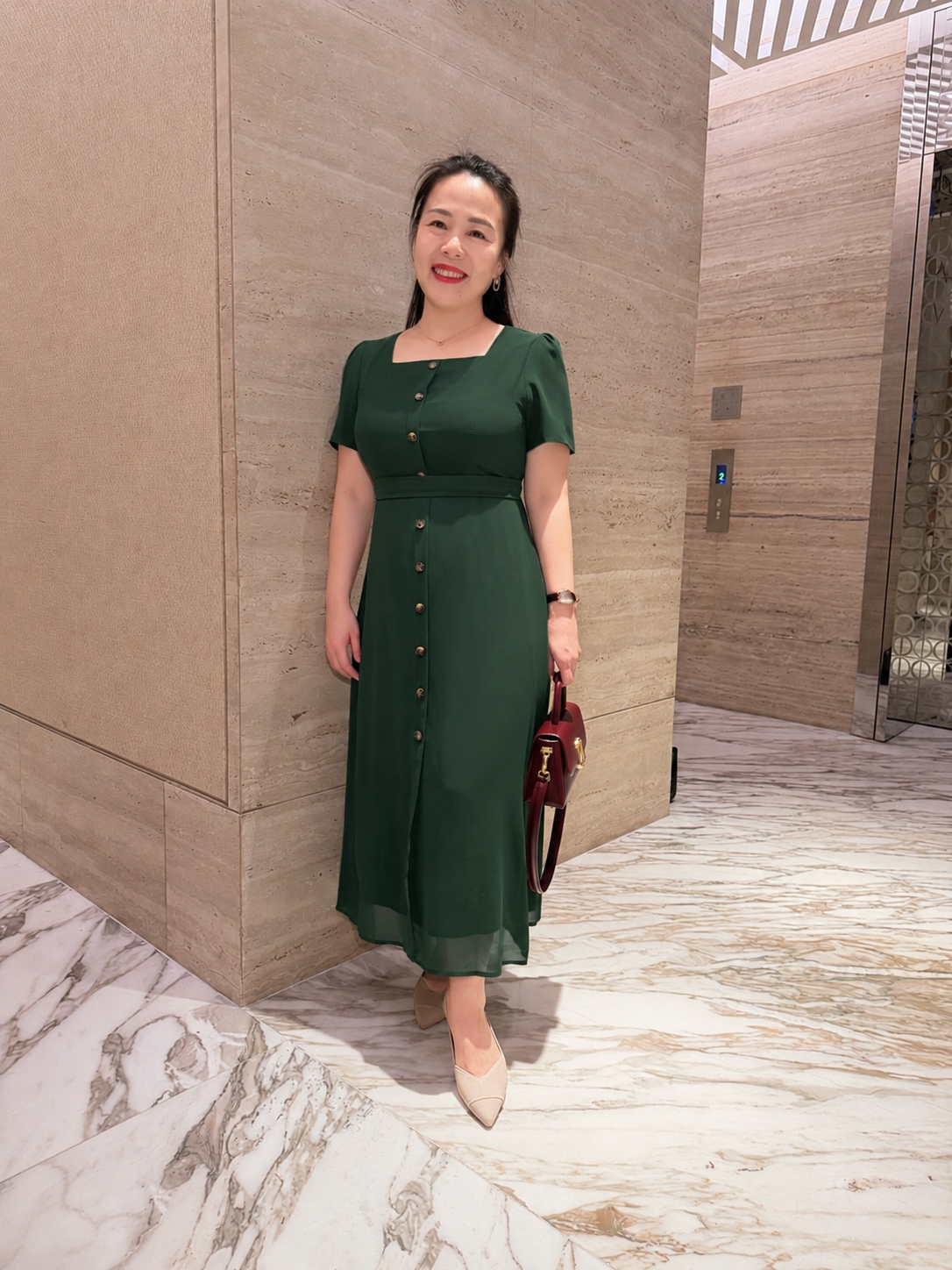 Nellie Chiffon Dress - Emerald Green