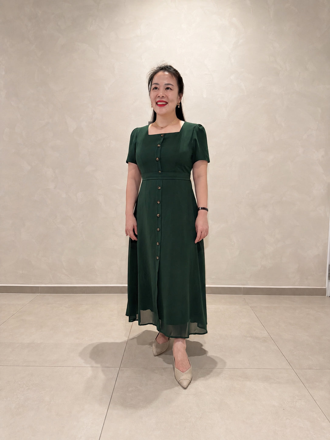 Nellie Chiffon Dress - Emerald Green
