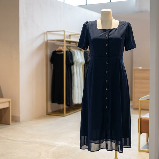 Nellie Chiffon Dress - Marine Blue